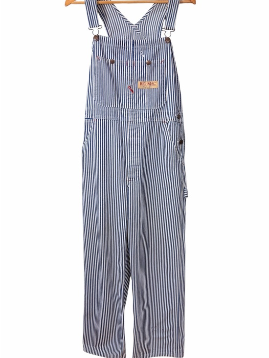 Big Mac Pants - Big Mac 1970s Conductor’s Work Overalls In Very Good Vintage Condition BlueWhite